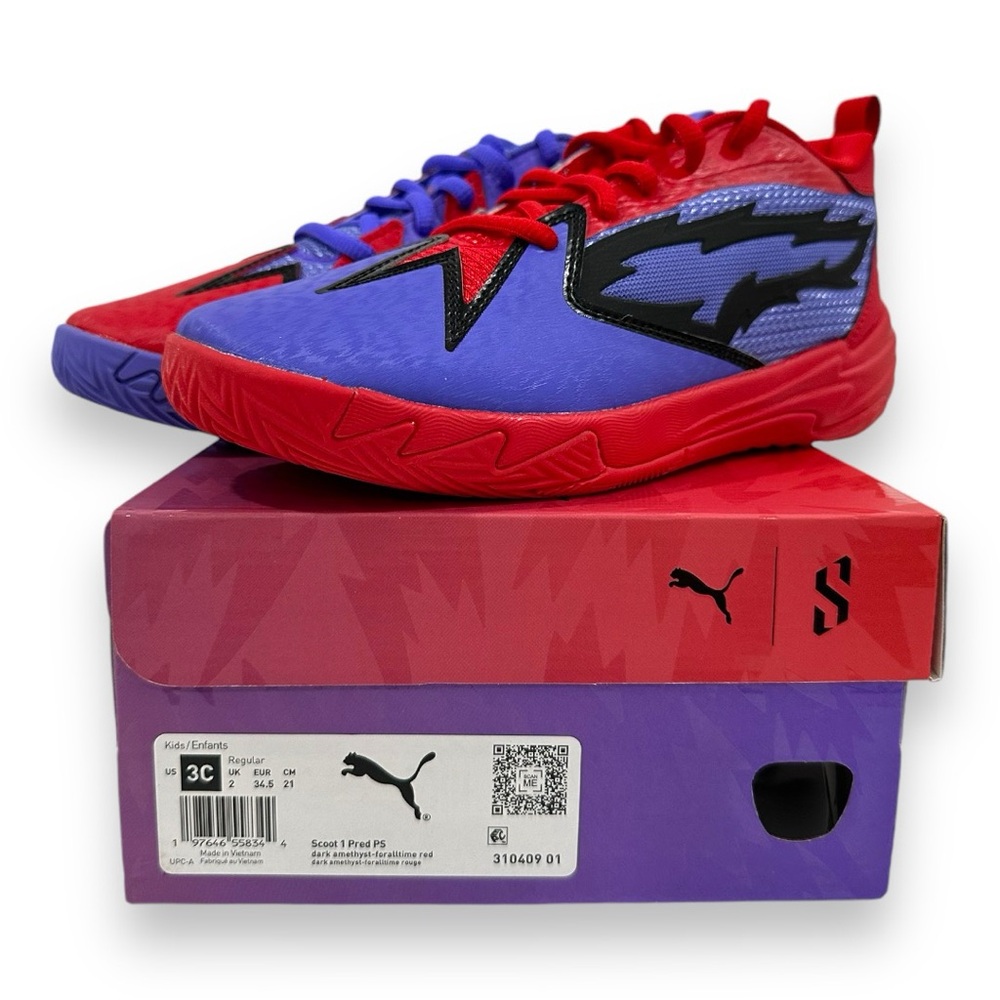 Puma Scoot 1 big kids size 3C 21 cm dark amethyst red